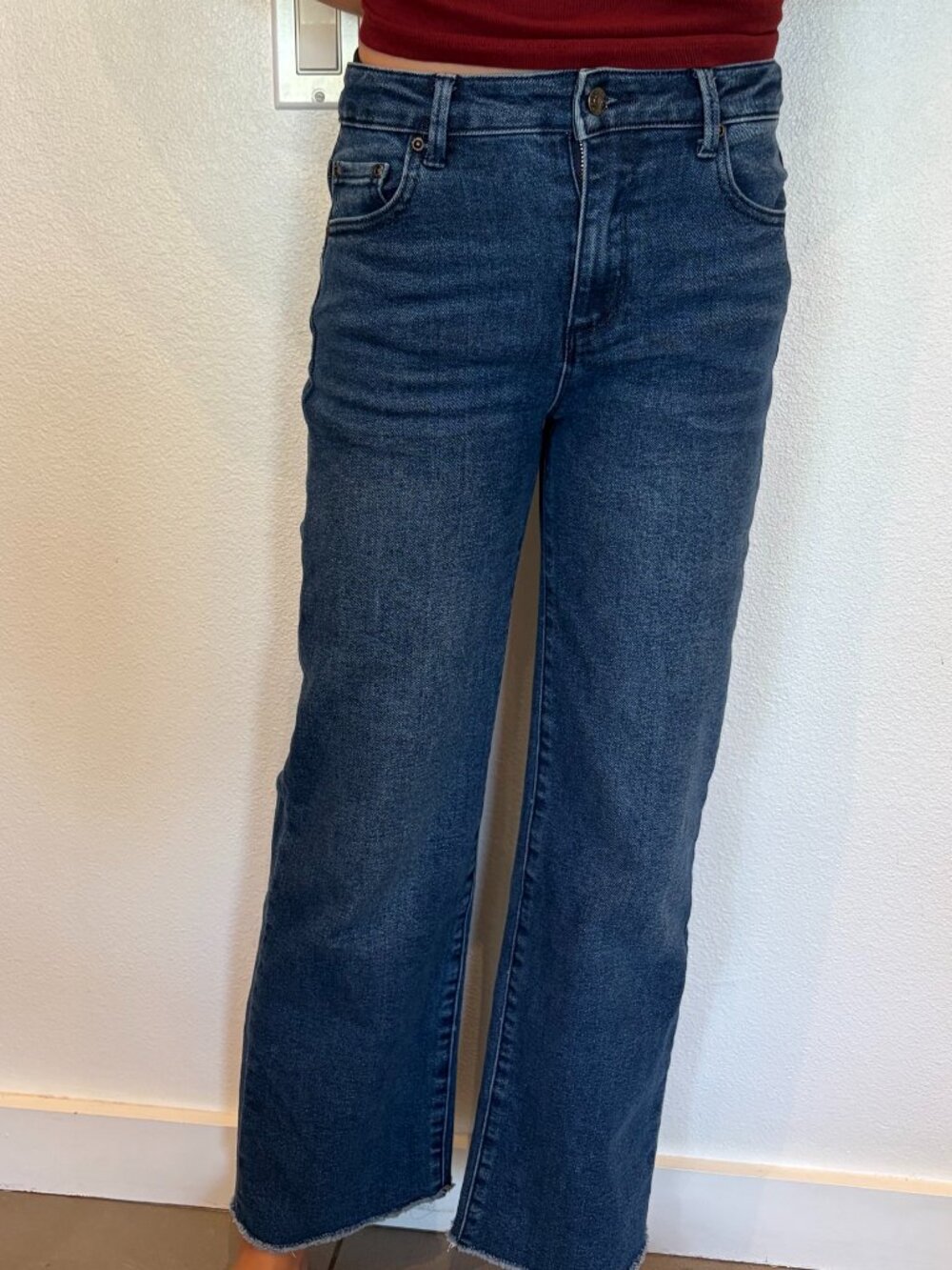 Tractr Girls Wide Leg Jeans Size 10 Dark Wash Raw Hem